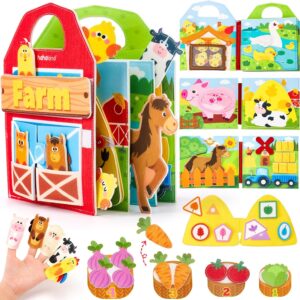 hahaland Busy Book for Toddlers 1-3 - Farm Animals Busy Board 1 Year Old