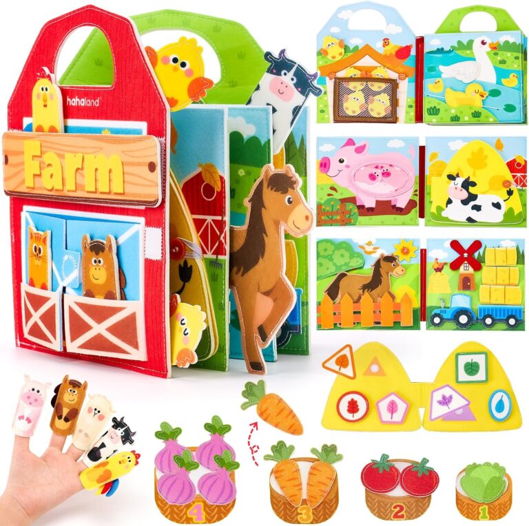 hahaland Busy Book for Toddlers 1-3 - Farm Animals Busy Board 1 Year Old