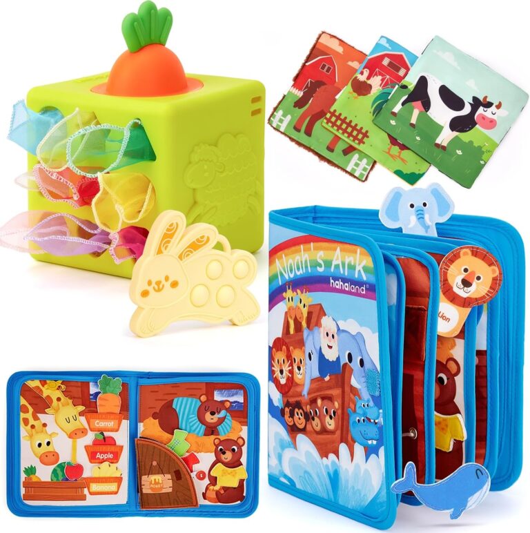 hahaland Noah's Ark Toy Busy Book for Toddlers 1-3 Baby Tissue Box Toy - Silicone Baby Toys 6-12 Months, Montessori Toys Sensory, Early Learning, Educaitonal, Developmental Gifts