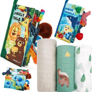 hahaland Baby Books and Bamboo Muslin Swaddle Blankets - Baby Boy Gifts Newborn Essentails