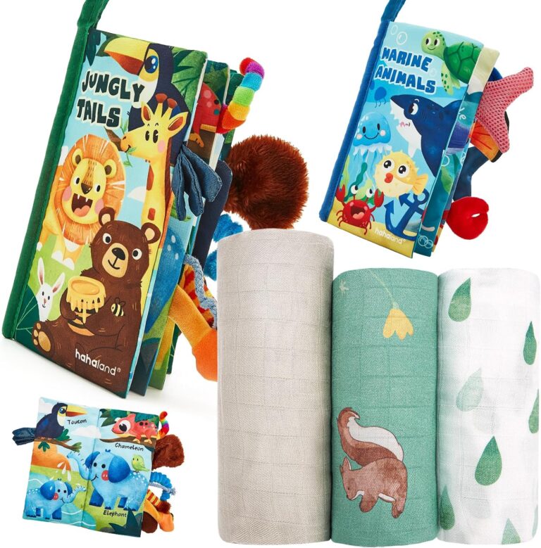 hahaland Baby Books and Bamboo Muslin Swaddle Blankets - Baby Boy Gifts Newborn Essentails