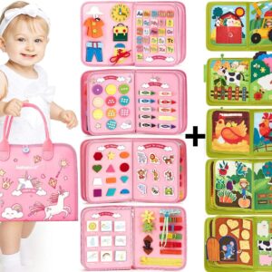 hahaland Busy Board and Busy Book - Unicorns and Farm Animals