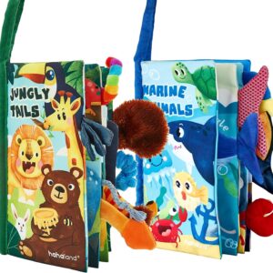 hahaland Baby Books 0-6 Months,Infant Tummy Time Toy High Contrast Sensory Baby Toys 6 to 12 Months Touch Feel Book Gift Christmas Stocking Stuffers for Boy Girl 0-3 Months Book Early Learning Toy