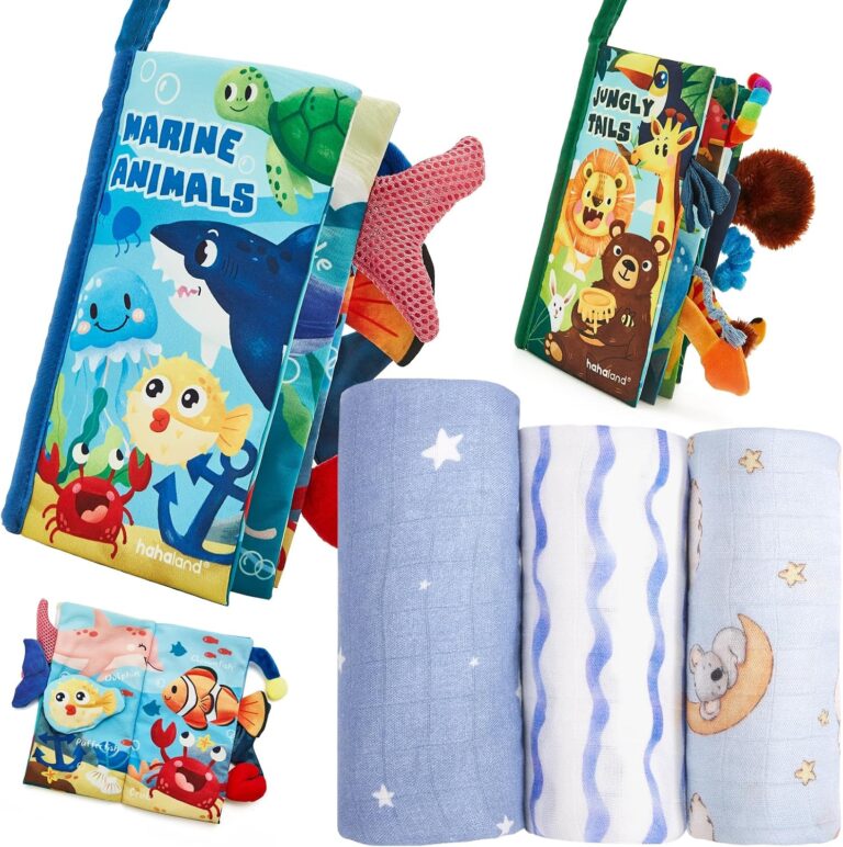 hahaland Baby Books and Bamboo Muslin Swaddle Blankets - Baby Boy Gifts Newborn Essentails