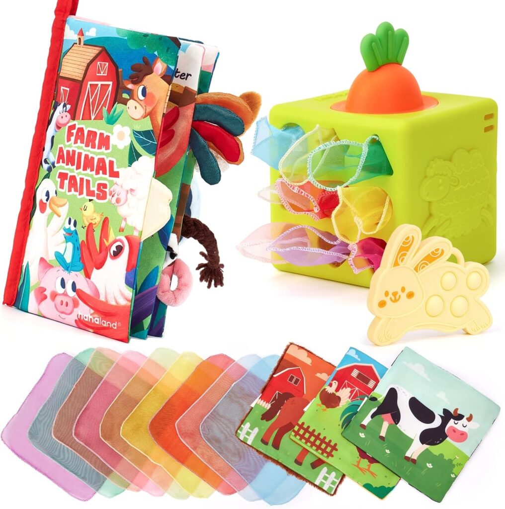hahaland Baby Books 0-6 Months and Baby Tissue Box Toy - Silicone Toys 6-12 Months