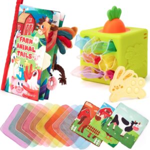 hahaland Baby Books 0-6 Months and Baby Tissue Box Toy - Silicone Toys 6-12 Months