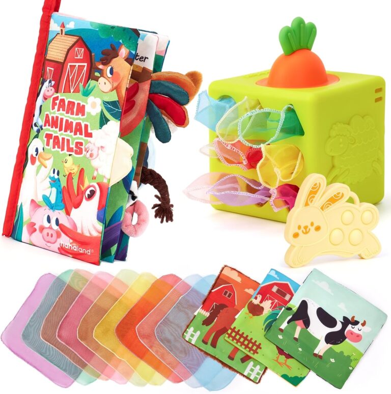 hahaland Baby Books 0-6 Months and Baby Tissue Box Toy - Silicone Toys 6-12 Months
