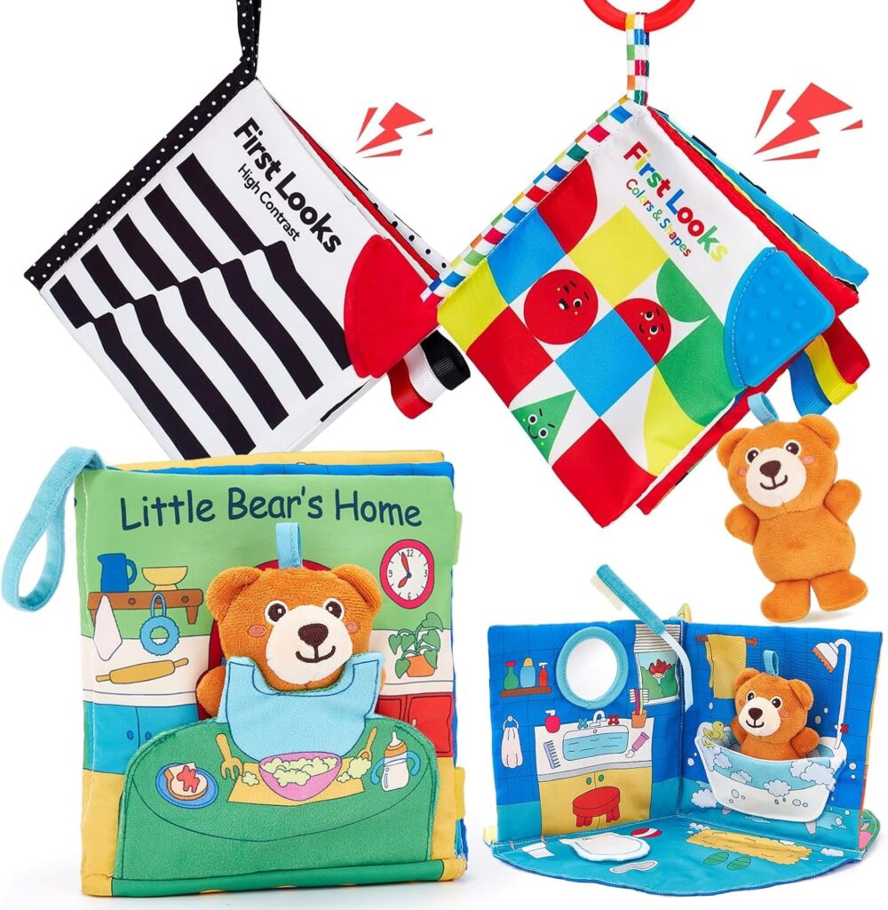 hahaland Baby Books 0-6 Months - 3D Touch and Feel Soft Activity Books Tummy Time Sensory Baby Toys