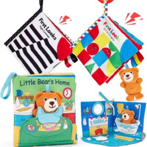 hahaland Baby Books 0-6 Months - 3D Touch and Feel Soft Activity Books Tummy Time Sensory Baby Toys