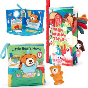 hahaland Baby Books 0-6 Months - 3D Touch and Feel Soft Activity Books Tummy Time Sensory Baby Toys